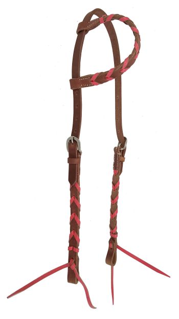 Showman Argentina cow leather one ear headstall with colored lacing #4